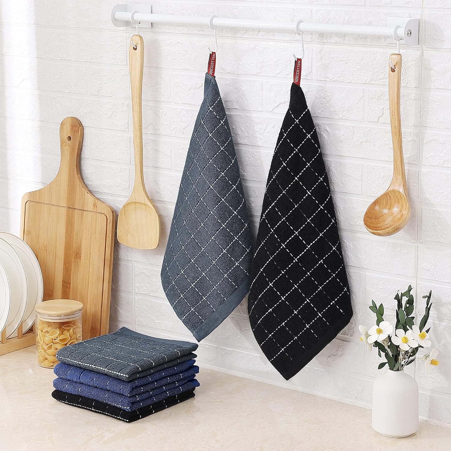 Kitchen Towels, Soft and Super Absorbent Dish Towels, Cotton Kitchen Towels -Pack of 4 (13 Kitchen Towels, Soft and Super Absorbent Dish Towels, Cotton Kitchen Towels -Pack of 4 (13